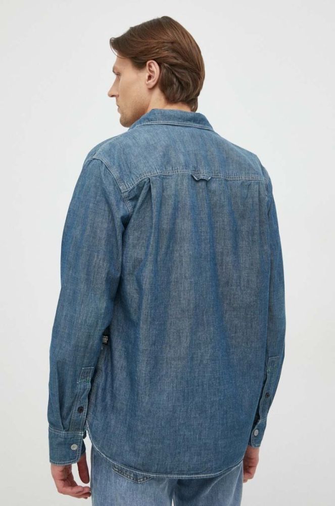 Сорочка G-Star Raw чоловіча regular класичний комір колір блакитний фото 4