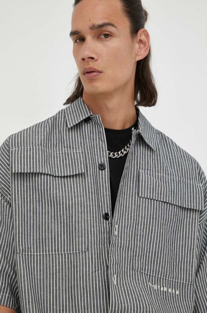 Бавовняна сорочка G-Star Raw чоловіча колір синій relaxed класичний комір фото 4