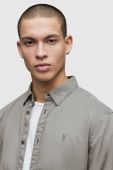 Сорочка AllSaints чоловіча колір сірий slim класичний комір