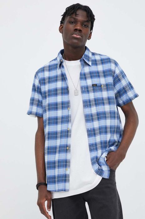 Бавовняна сорочка Lee чоловіча regular класичний комір колір блакитний (3250815)