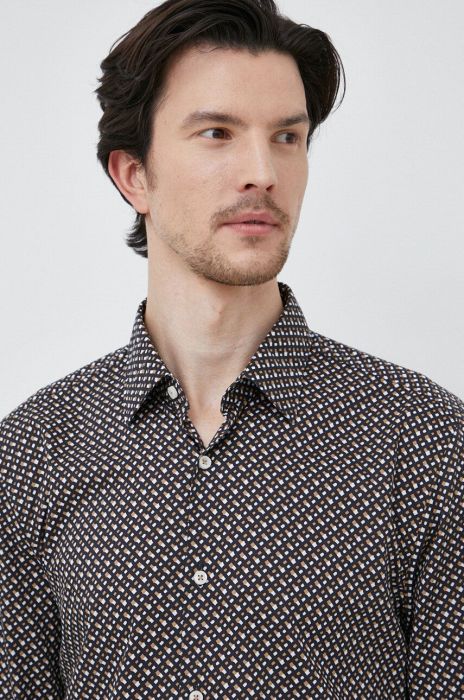 Сорочка BOSS чоловіча колір чорний regular класичний комір (3105703)