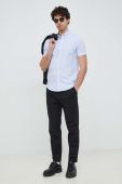 Бавовняна сорочка Armani Exchange чоловіча slim комір button-down колір блакитний