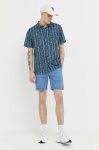 Бавовняна сорочка Quiksilver чоловіча колір синій regular класичний комір Бавовняна сорочка Quiksilver чоловіча колір синій regular класичний комір