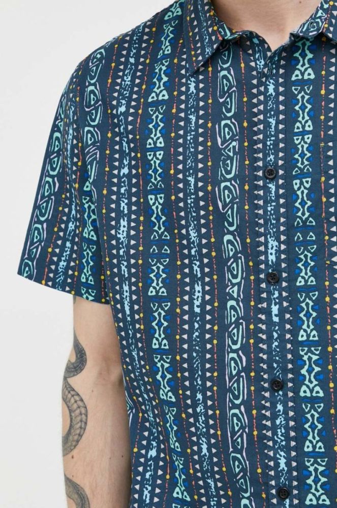 Бавовняна сорочка Quiksilver чоловіча колір синій regular класичний комір фото 5