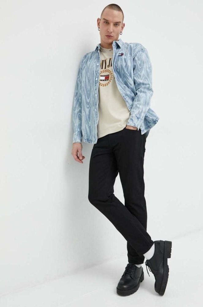 Джинсова сорочка Tommy Jeans чоловіча relaxed класичний комір колір блакитний (2974241) фото 3