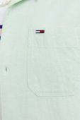Сорочка з домішкою льону Tommy Jeans колір зелений regular