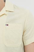 Сорочка з домішкою льону Tommy Jeans колір жовтий regular
