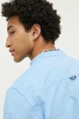 Сорочка з домішкою льону Tommy Jeans regular зі стійкою колір блакитний