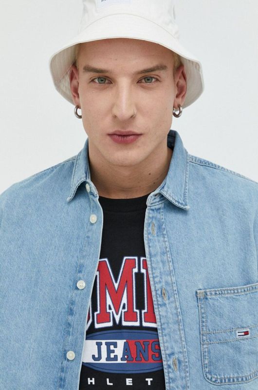 Джинсова сорочка Tommy Jeans чоловіча regular класичний комір колір блакитний