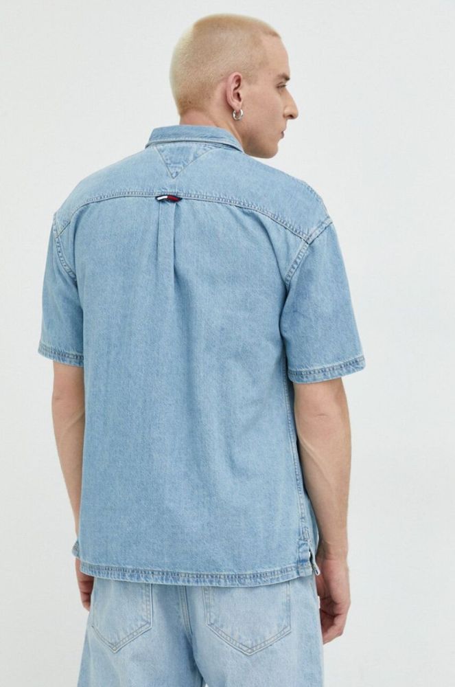 Джинсова сорочка Tommy Jeans чоловіча regular класичний комір колір блакитний фото 3