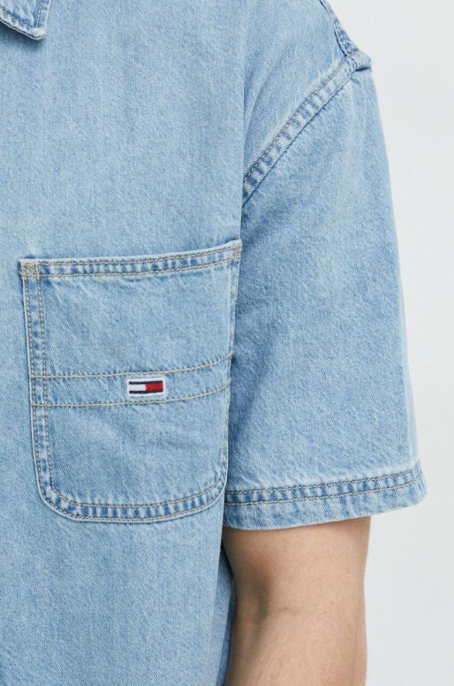 Джинсова сорочка Tommy Jeans чоловіча regular класичний комір колір блакитний фото 5