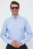 Бавовняна сорочка BOSS чоловіча regular комір button-down колір блакитний