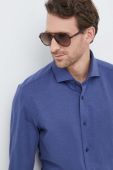 Бавовняна сорочка BOSS чоловіча колір синій regular класичний комір (3150670)
