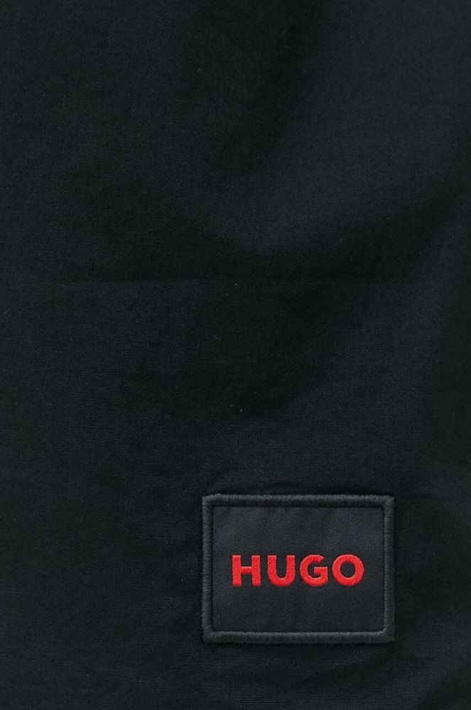 Сорочка HUGO чоловіча колір чорний regular класичний комір фото 5