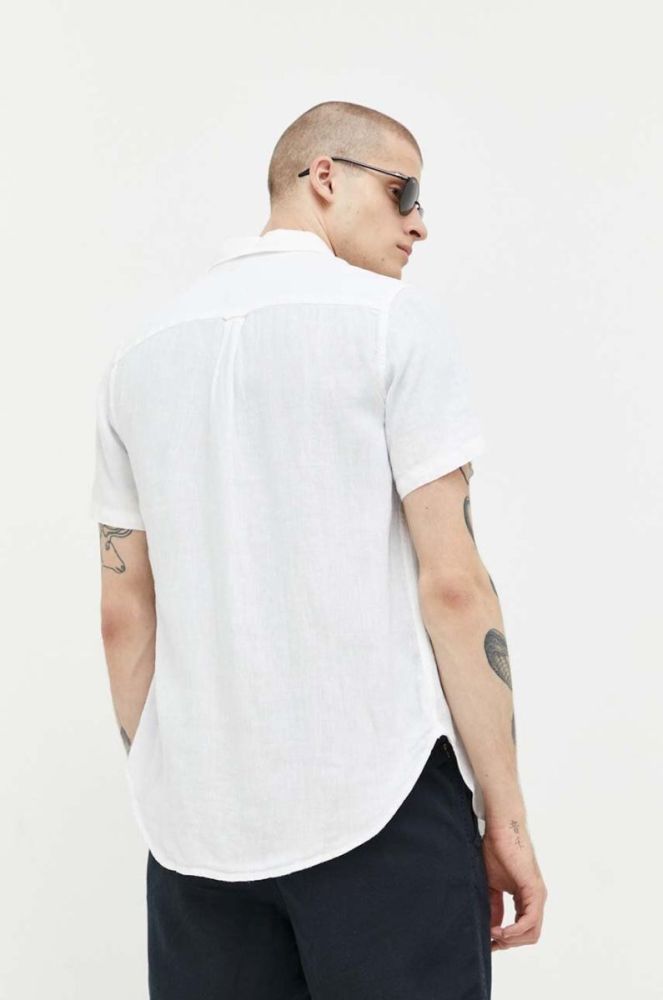 Сорочка з льону Superdry колір білий regular класичний комір (3194071) фото 3