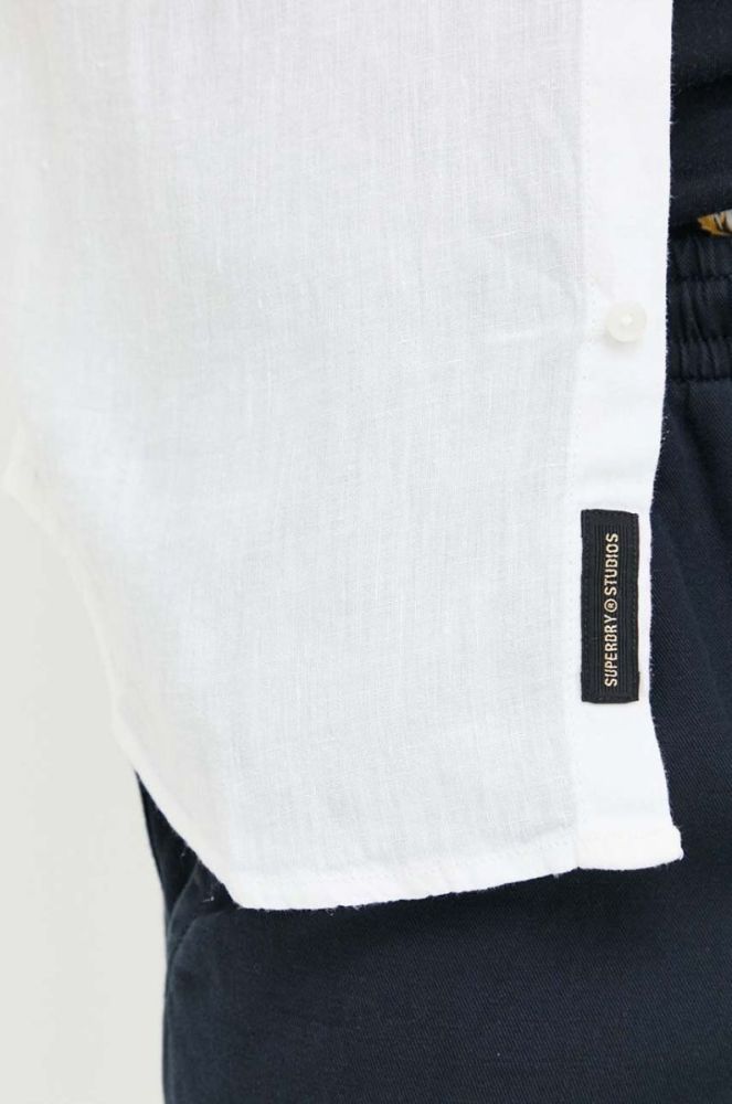 Сорочка з льону Superdry колір білий regular класичний комір (3194071) фото 5