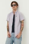 Бавовняна сорочка Superdry чоловіча колір фіолетовий regular класичний комір Бавовняна сорочка Superdry чоловіча колір фіолетовий regular класичний комір