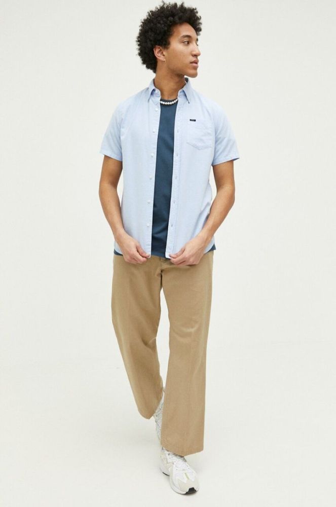 Бавовняна сорочка Superdry чоловіча regular комір button-down колір блакитний (3185002) фото 2