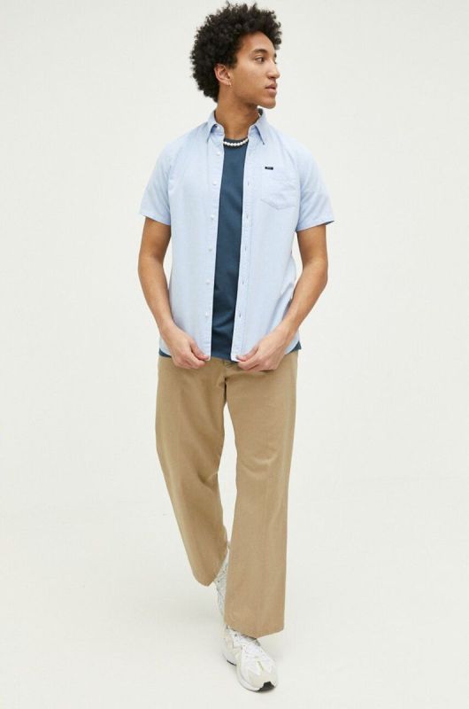 Бавовняна сорочка Superdry чоловіча regular комір button-down колір блакитний (3185002) фото 2