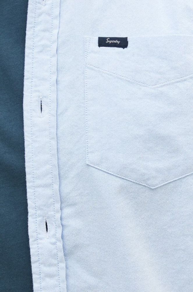 Бавовняна сорочка Superdry чоловіча regular комір button-down колір блакитний (3185002) фото 5