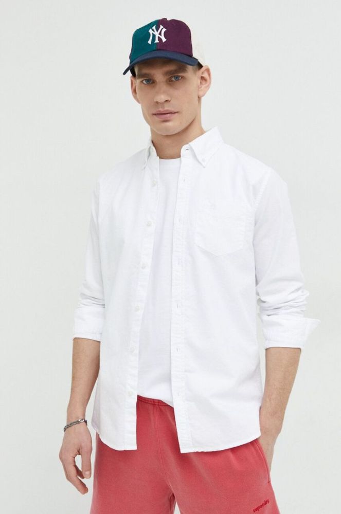 Бавовняна сорочка Superdry чоловіча колір білий regular комір button-down (3000149) фото 3