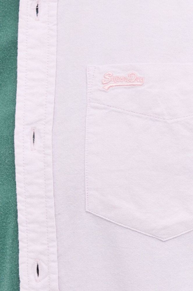 Бавовняна сорочка Superdry чоловіча колір рожевий regular комір button-down фото 2