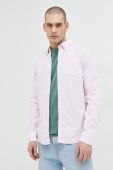 Бавовняна сорочка Superdry чоловіча колір рожевий regular комір button-down