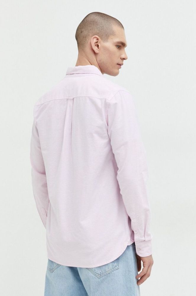 Бавовняна сорочка Superdry чоловіча колір рожевий regular комір button-down фото 4