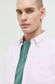 Бавовняна сорочка Superdry чоловіча колір рожевий regular комір button-down