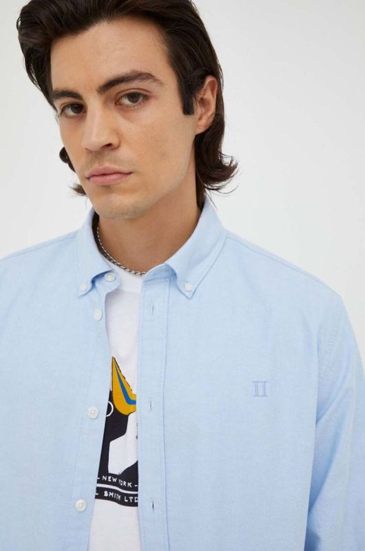 Сорочка Les Deux чоловіча regular комір button-down колір блакитний