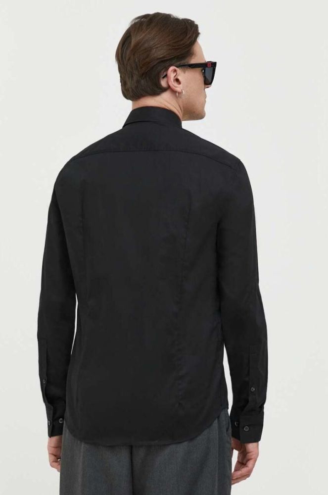 Сорочка HUGO чоловіча колір чорний slim класичний комір (3150732) фото 3