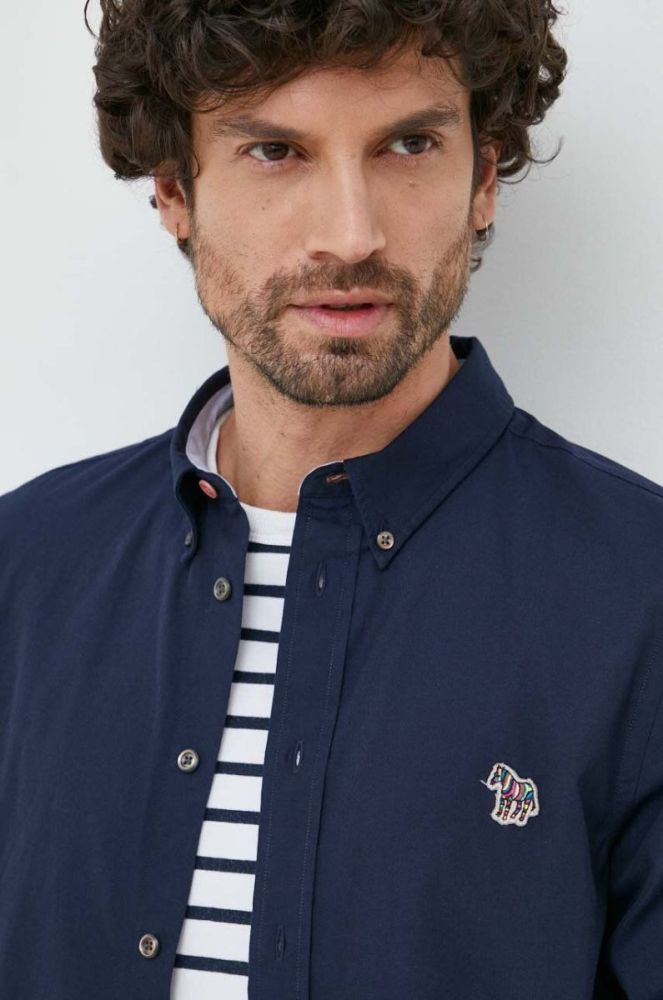 Бавовняна сорочка PS Paul Smith чоловіча колір синій slim комір button-down фото 2