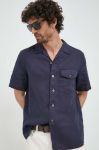 Сорочка з льону PS Paul Smith колір синій regular класичний комір Сорочка з льону PS Paul Smith колір синій regular класичний комір