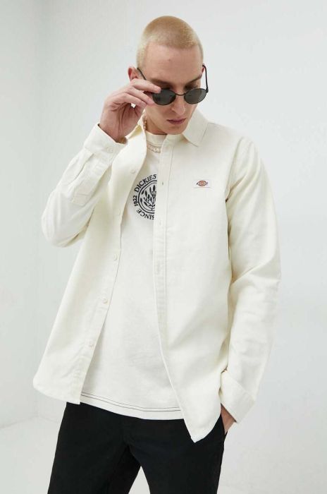 Вельветова сорочка Dickies колір білий regular класичний комір