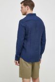Сорочка з льону Michael Kors колір синій slim комір button-down (3069834)