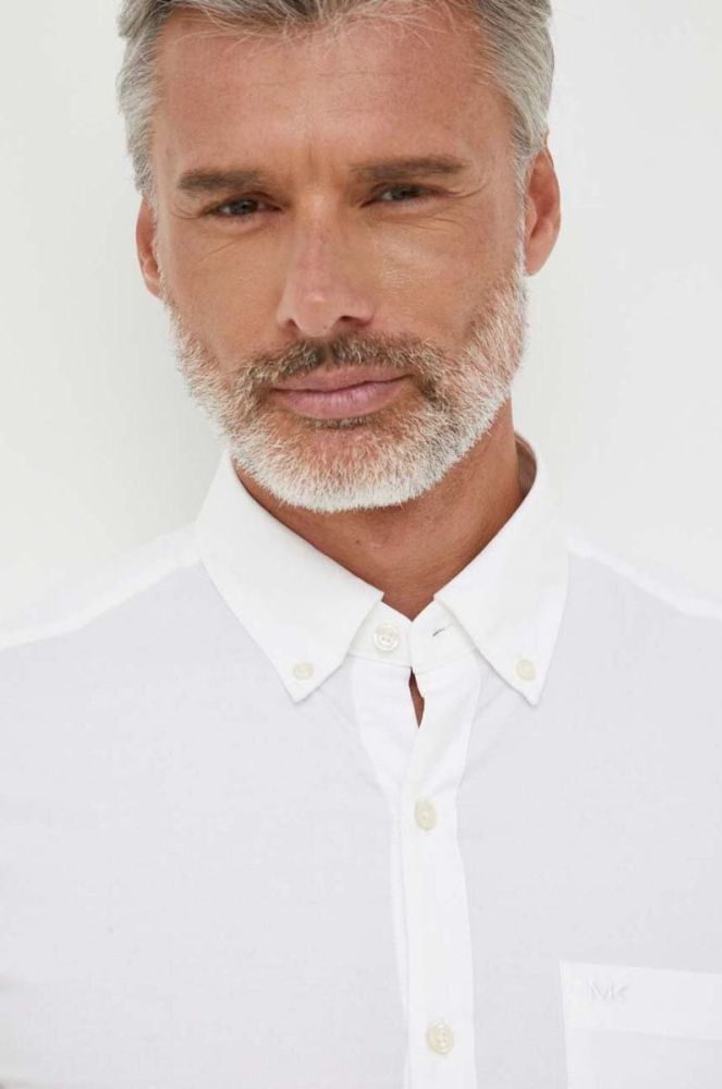 Сорочка Michael Kors чоловіча колір білий slim комір button-down фото 5