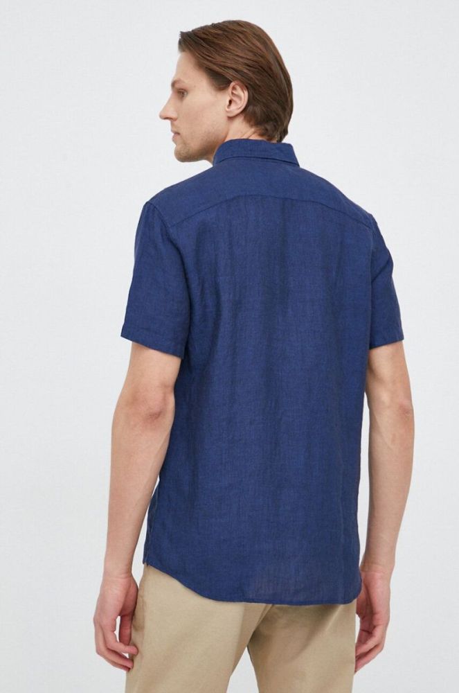 Сорочка з льону Michael Kors колір синій slim комір button-down (3069862) фото 3