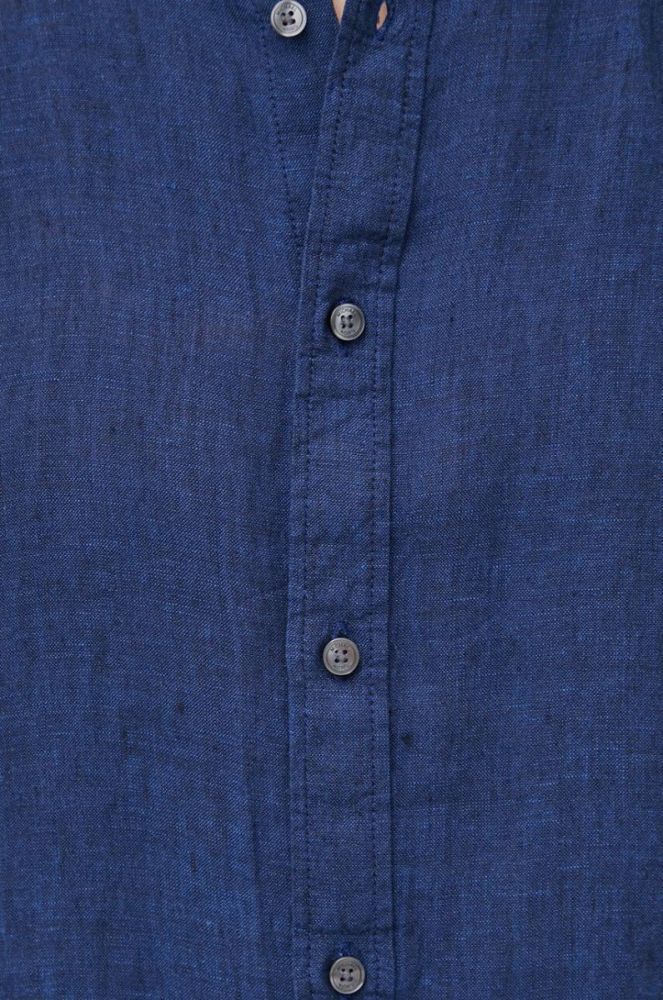 Сорочка з льону Michael Kors колір синій slim комір button-down (3069862) фото 5