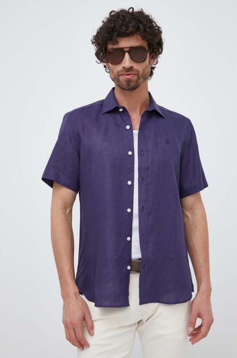 Сорочка з льону North Sails колір синій regular класичний комір (3144370)