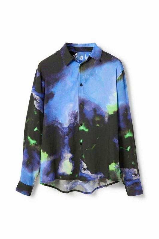 Сорочка Desigual чоловіча колір чорний regular класичний комір (3150771)