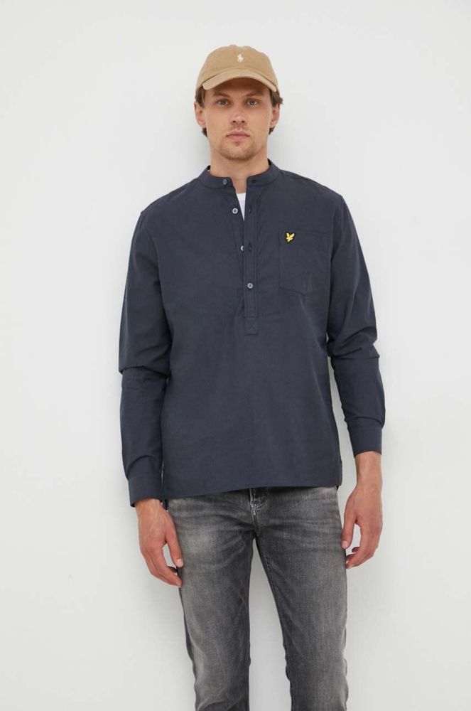 Бавовняна сорочка Lyle & Scott чоловіча колір синій regular