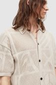 Бавовняна сорочка AllSaints чоловіча колір бежевий relaxed