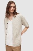 Бавовняна сорочка AllSaints чоловіча колір бежевий relaxed