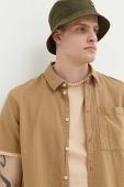 Бавовняна сорочка Solid чоловіча колір бежевий regular класичний комір