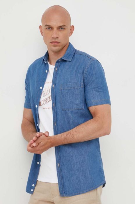 Джинсова сорочка United Colors of Benetton чоловіча regular класичний комір колір блакитний (3339474)