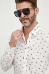 Сорочка з льону United Colors of Benetton колір бежевий regular класичний комір Сорочка з льону United Colors of Benetton колір бежевий regular класичний комір