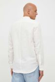 Сорочка з льону United Colors of Benetton колір білий relaxed зі стійкою
