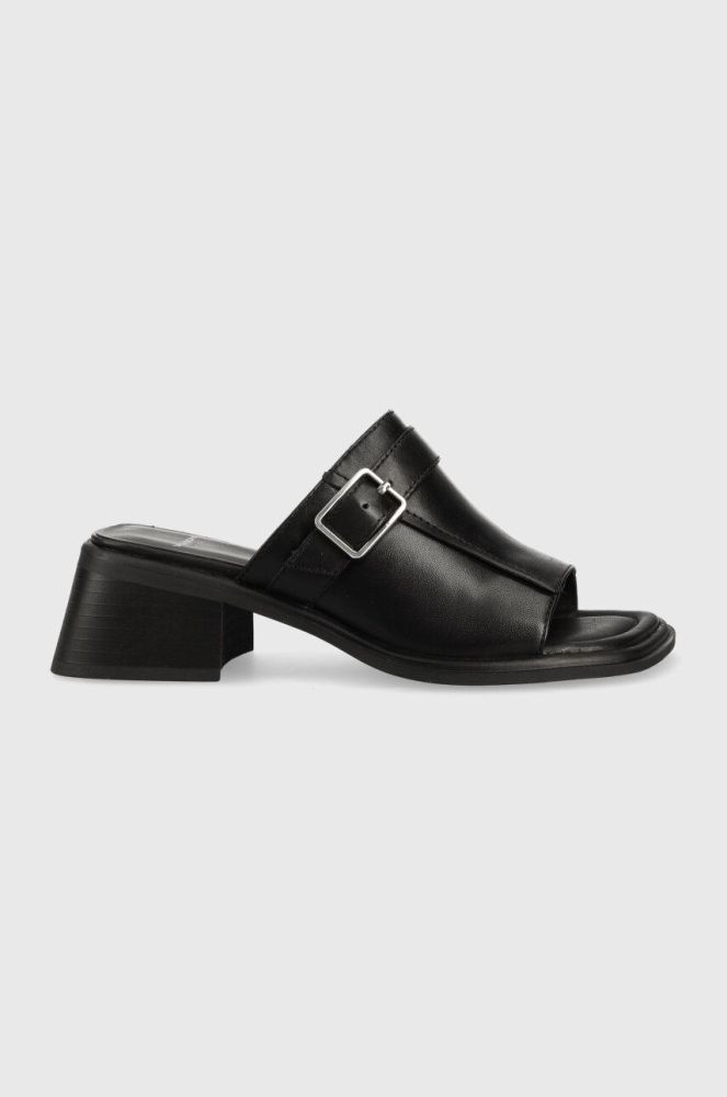 Шкіряні шльопанці Vagabond Shoemakers INES жіночі колір чорний каблук блок 5511.001.20