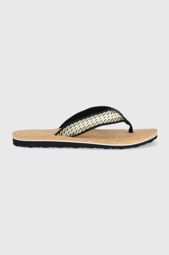 В'єтнамки Tommy Hilfiger TH CORK SANDAL жіночі колір синій на плоскому ходу FW0FW07145