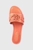 Шкіряні шльопанці Lauren Ralph Lauren 802891388001 жіночі колір помаранчевий